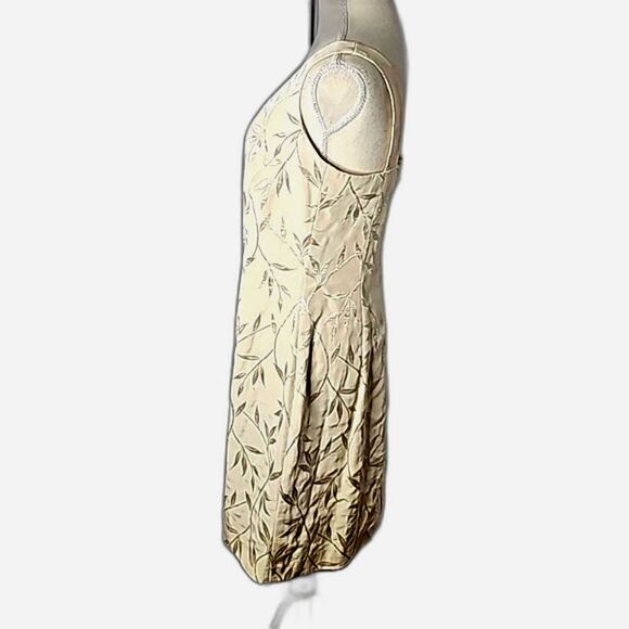 Mini Dress Party Elegant Embroidered Front Side Slit Ivory Size 12 - Picture 2 of 5